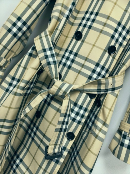 Long plaid trench coat