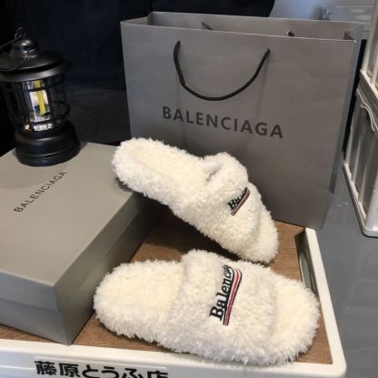 B style new women fur slippers with logo upper-Luxeon
