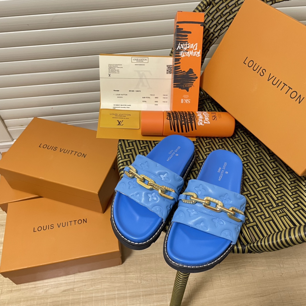 L style Chain Velcro Slippers-Luxeon