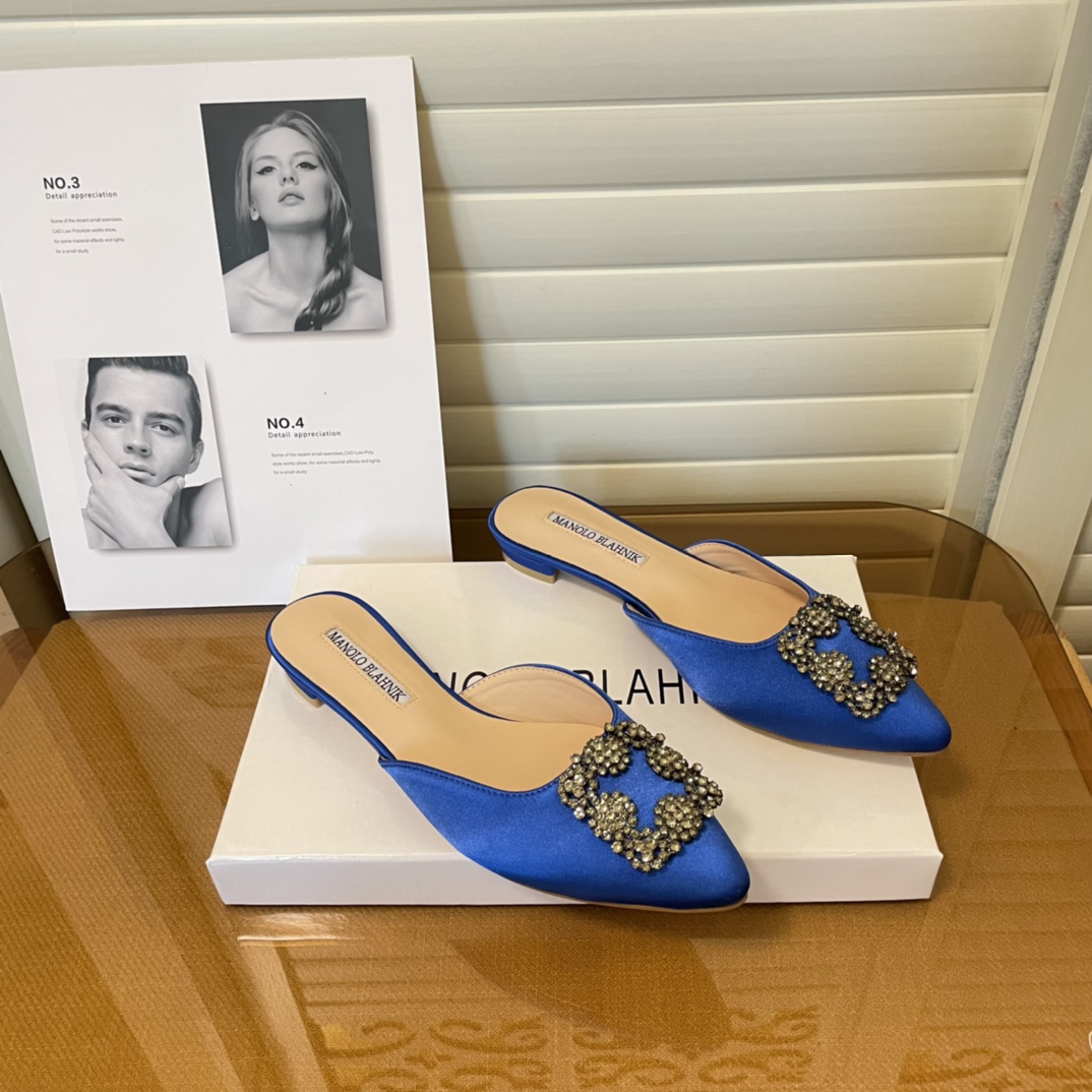 Manolo Blahnik pointed toe flat slippers-Luxeon