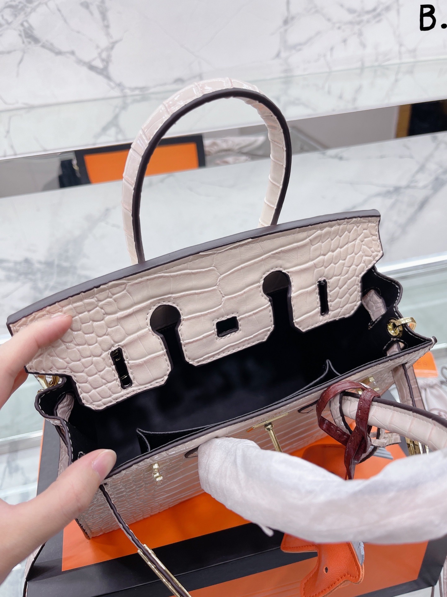 H style Birkin Classic Handbags Crocodile Pattern-Luxeon
