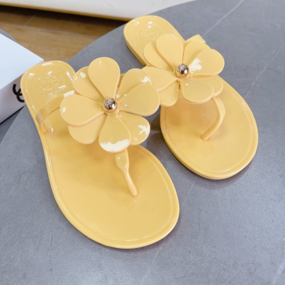Tory Burch PVC summer new flower decoration slippers flop flips-Luxeon