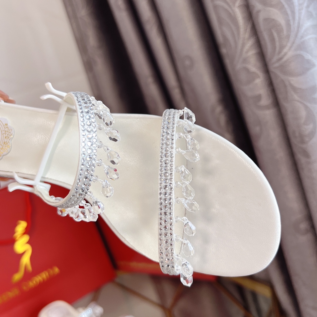 RC women chucky heel rhinestone sandals-Luxeon