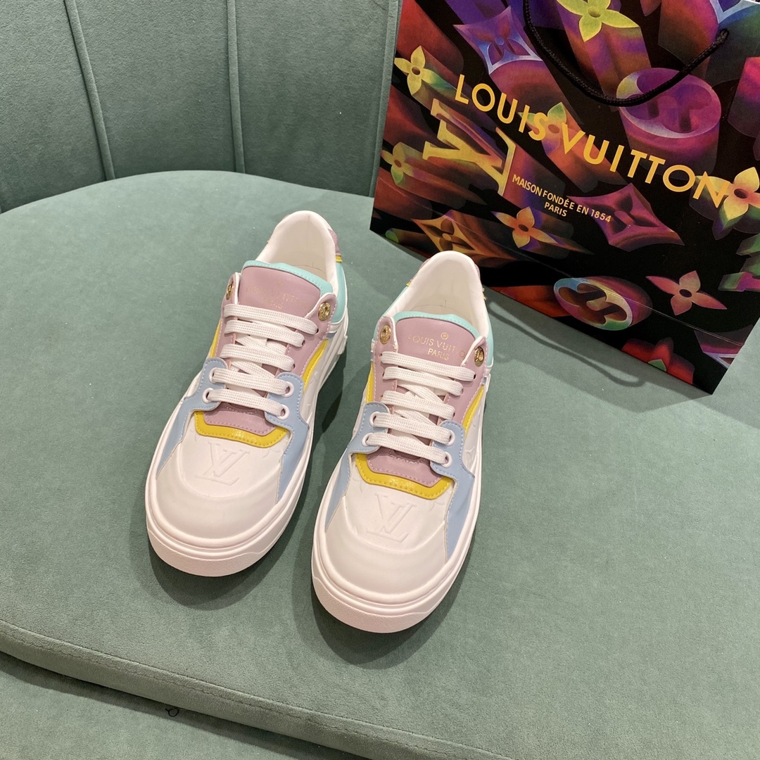 L style Womne Two Color Splicing Lace Up Sneakers-Luxeon
