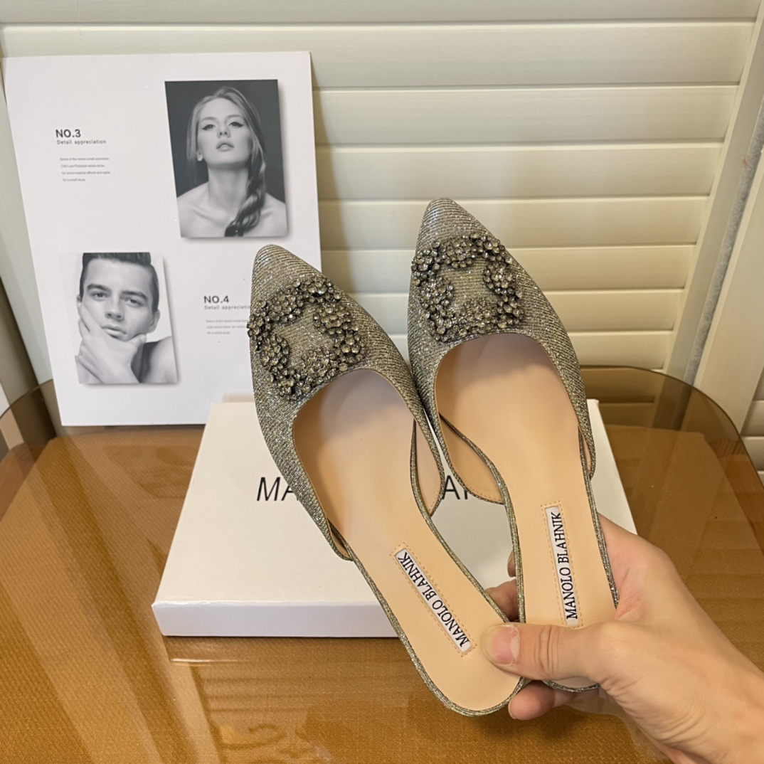 Manolo Blahnik pointed toe flat slippers-Luxeon