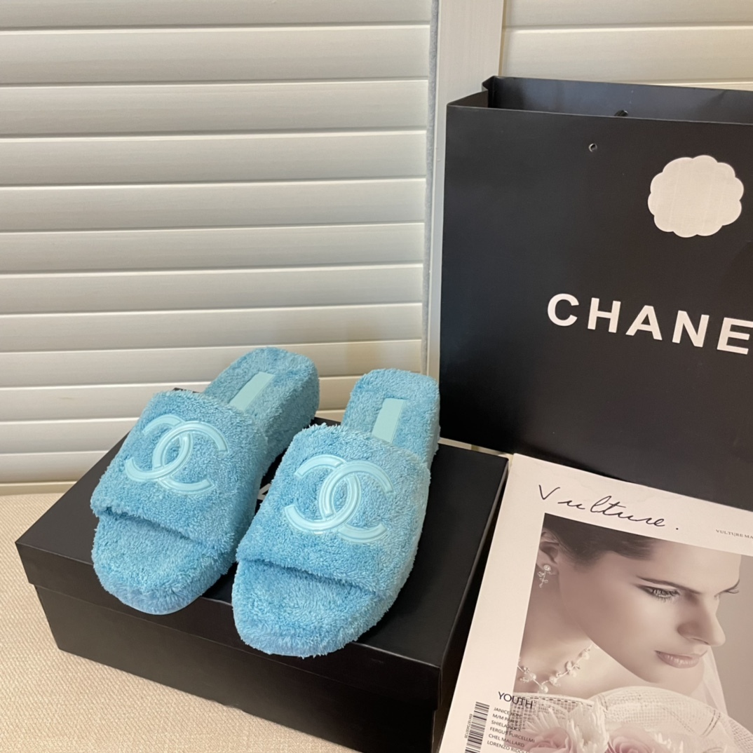 C style double-c terry wool slippers-Luxeon