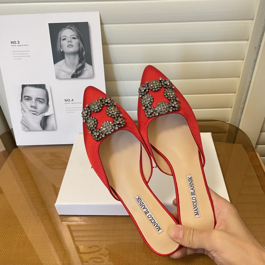 Manolo Blahnik pointed toe flat slippers-Luxeon