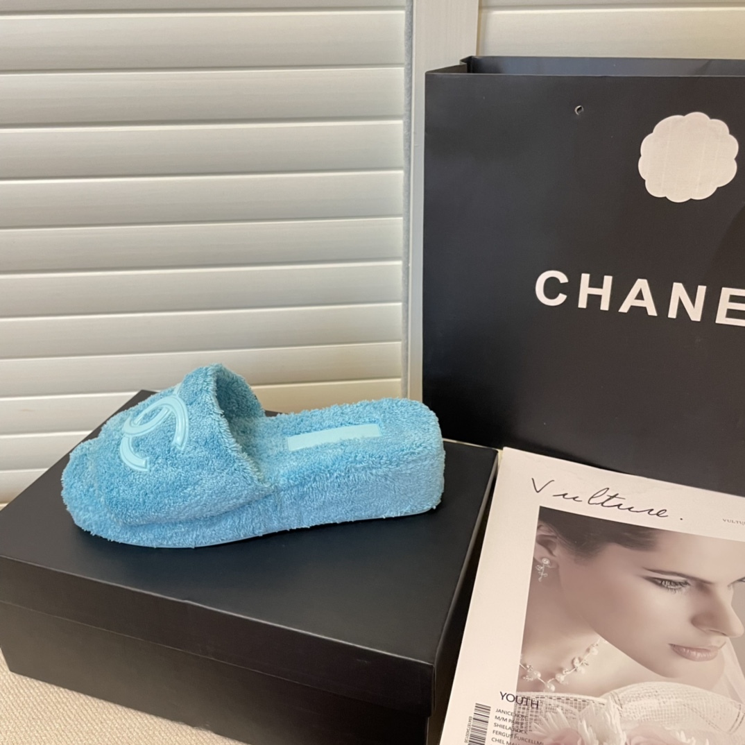 C style double-c terry wool slippers-Luxeon