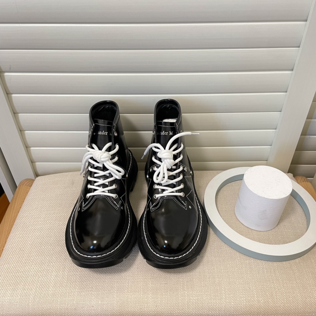 Alexander McQueen British style women rider short boots-Luxeon