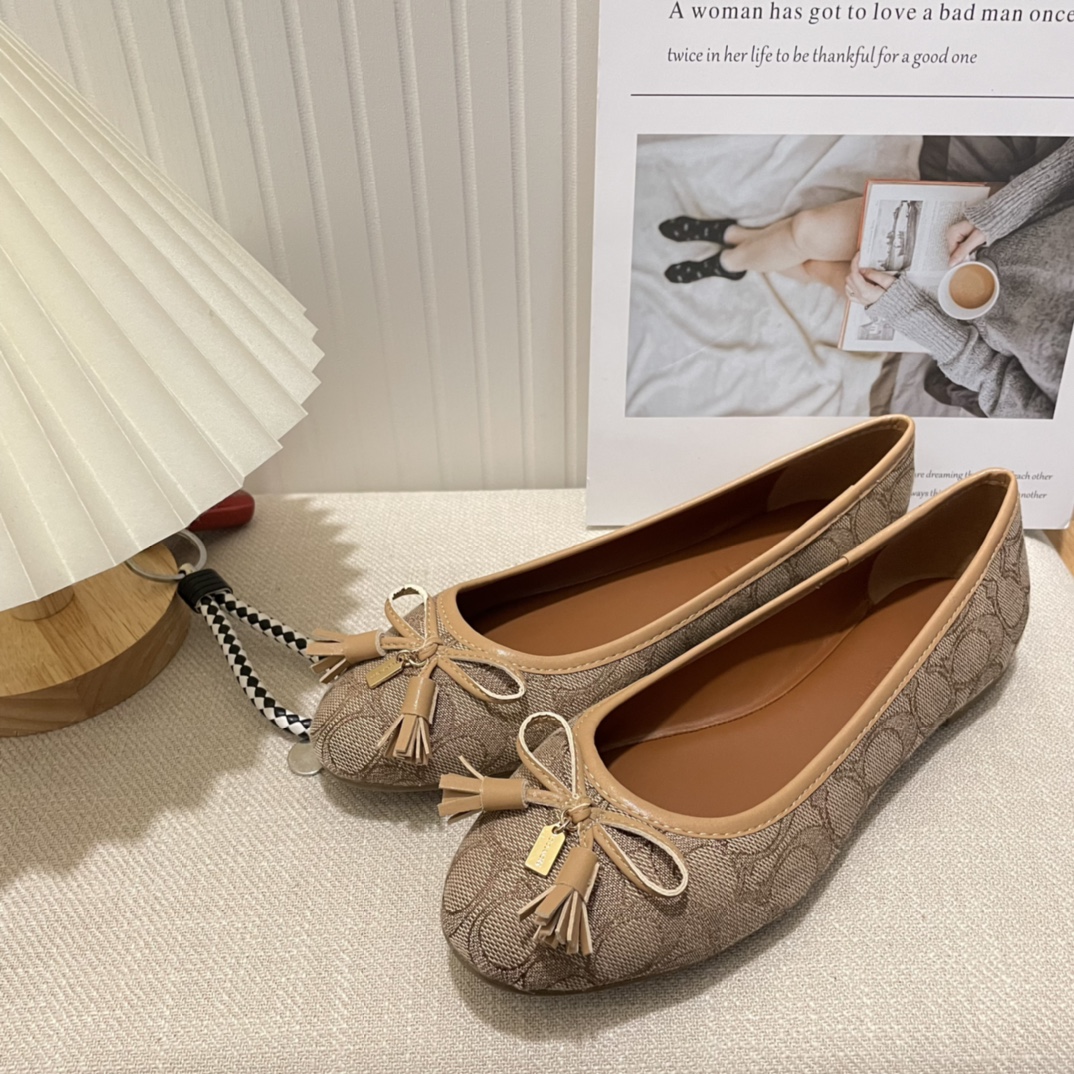 Coach new women bow-knot loafers flats-Luxeon