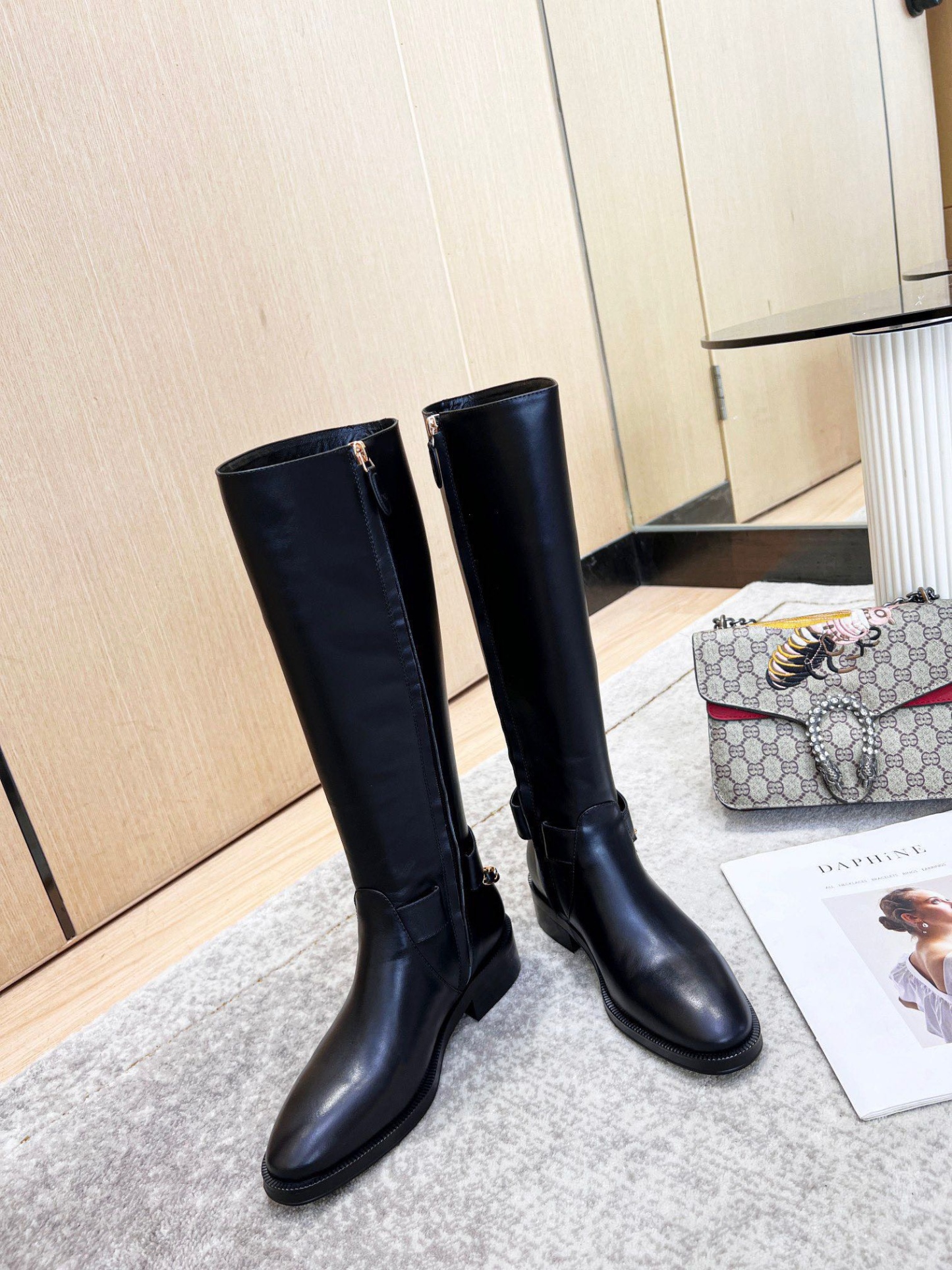 Black long boots with chains 35-41