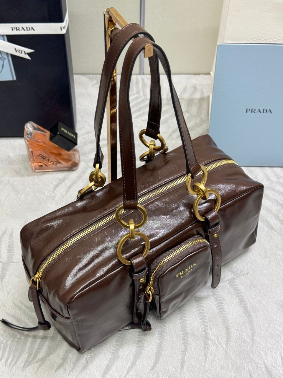 Oiled leather handbag30*13.4*14cm