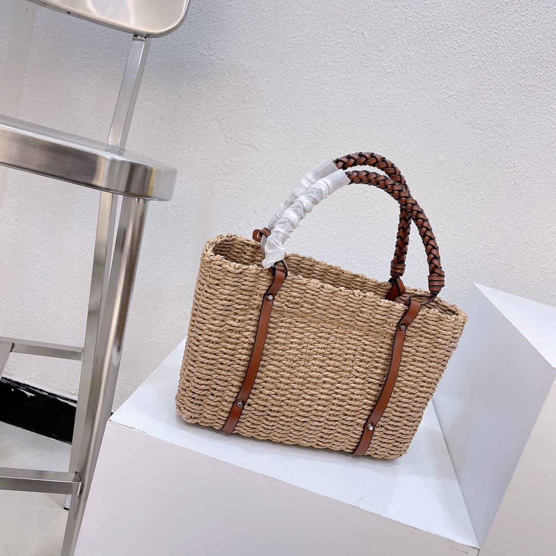P style straw basket handbags-Luxeon