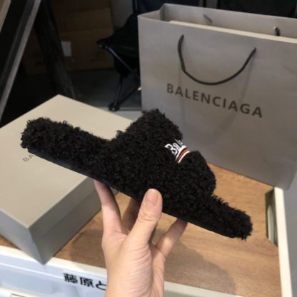 B style new women fur slippers with logo upper-Luxeon