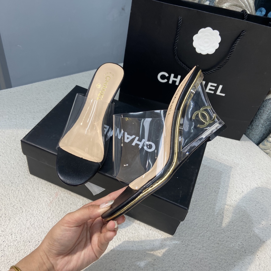 C style Crystal Heel Sheer Sandals-Luxeon