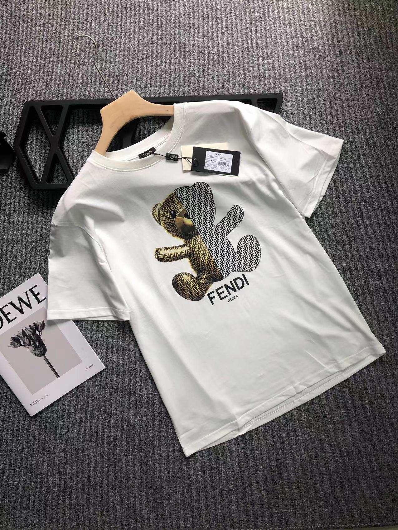 【  Best quality  】F style classic logo Bear printed short sleeve T-shirt men women unisex-Luxeon
