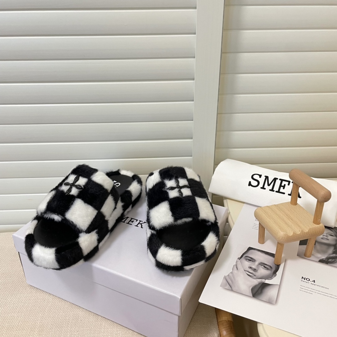 SMFK 2022 new women fur slippers-Luxeon