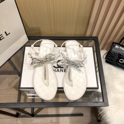 C style New Flat Floral Diamond Sexy Sandals-Luxeon