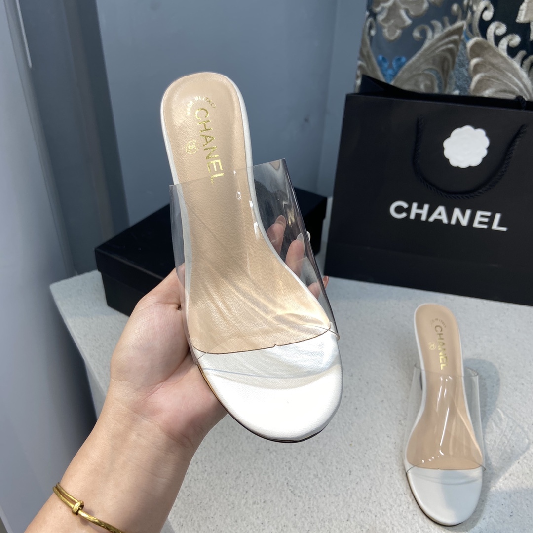 C style Crystal Heel Sheer Sandals-Luxeon