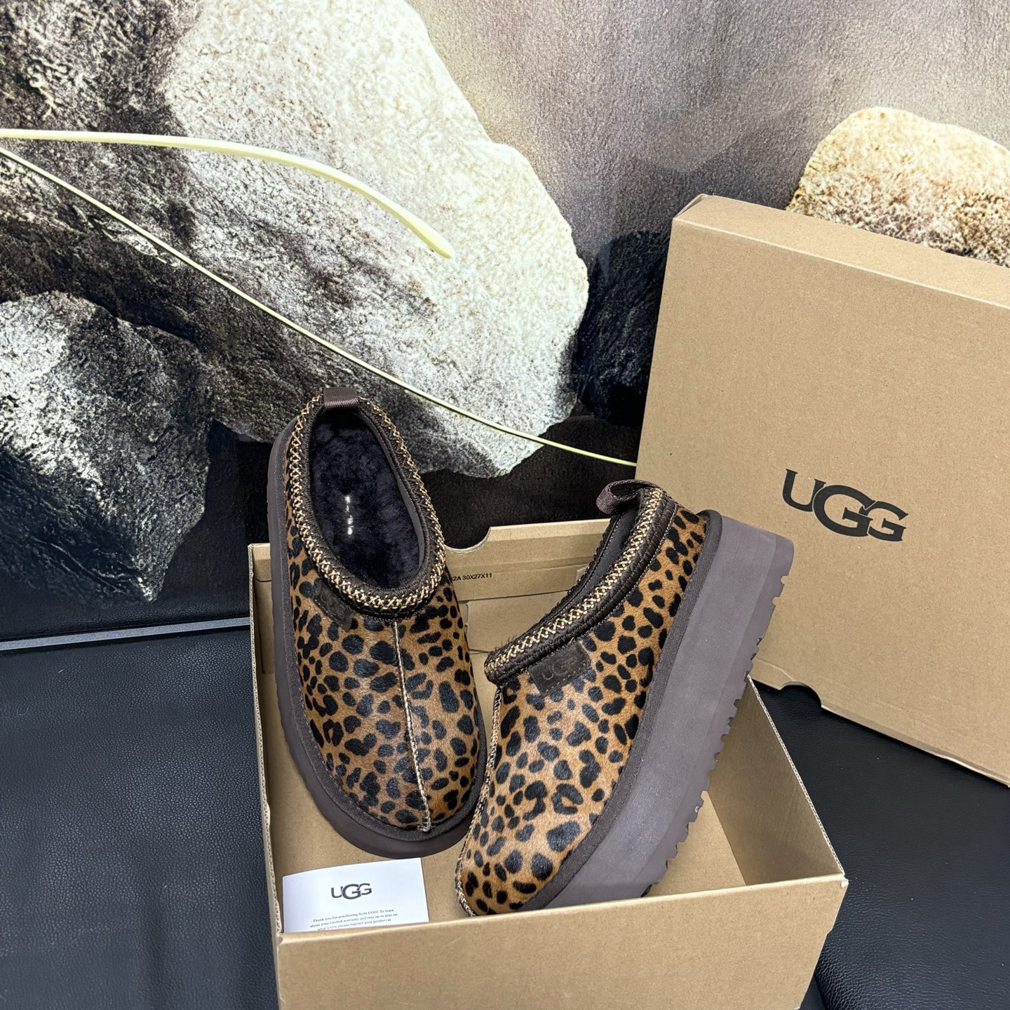 Leopard print snow boots