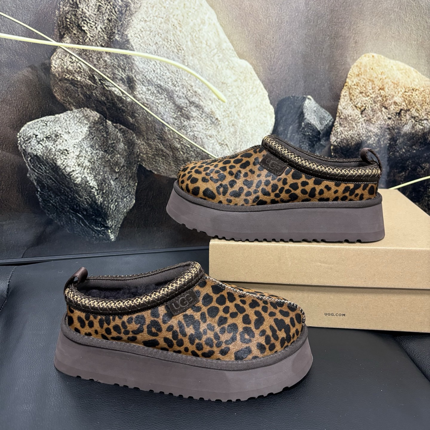 Leopard print snow boots