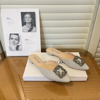 Manolo Blahnik pointed toe flat slippers-Luxeon