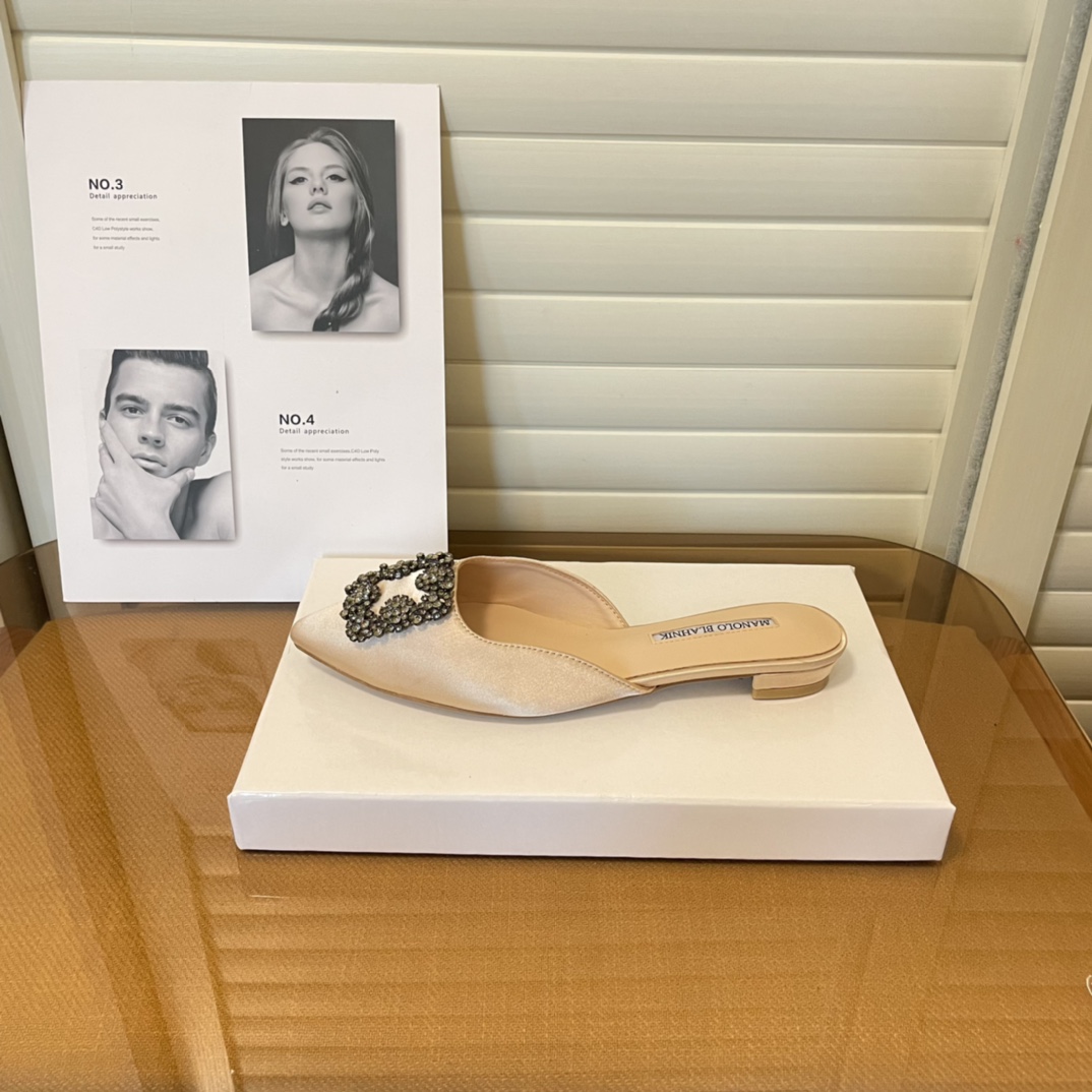 Manolo Blahnik pointed toe flat slippers-Luxeon