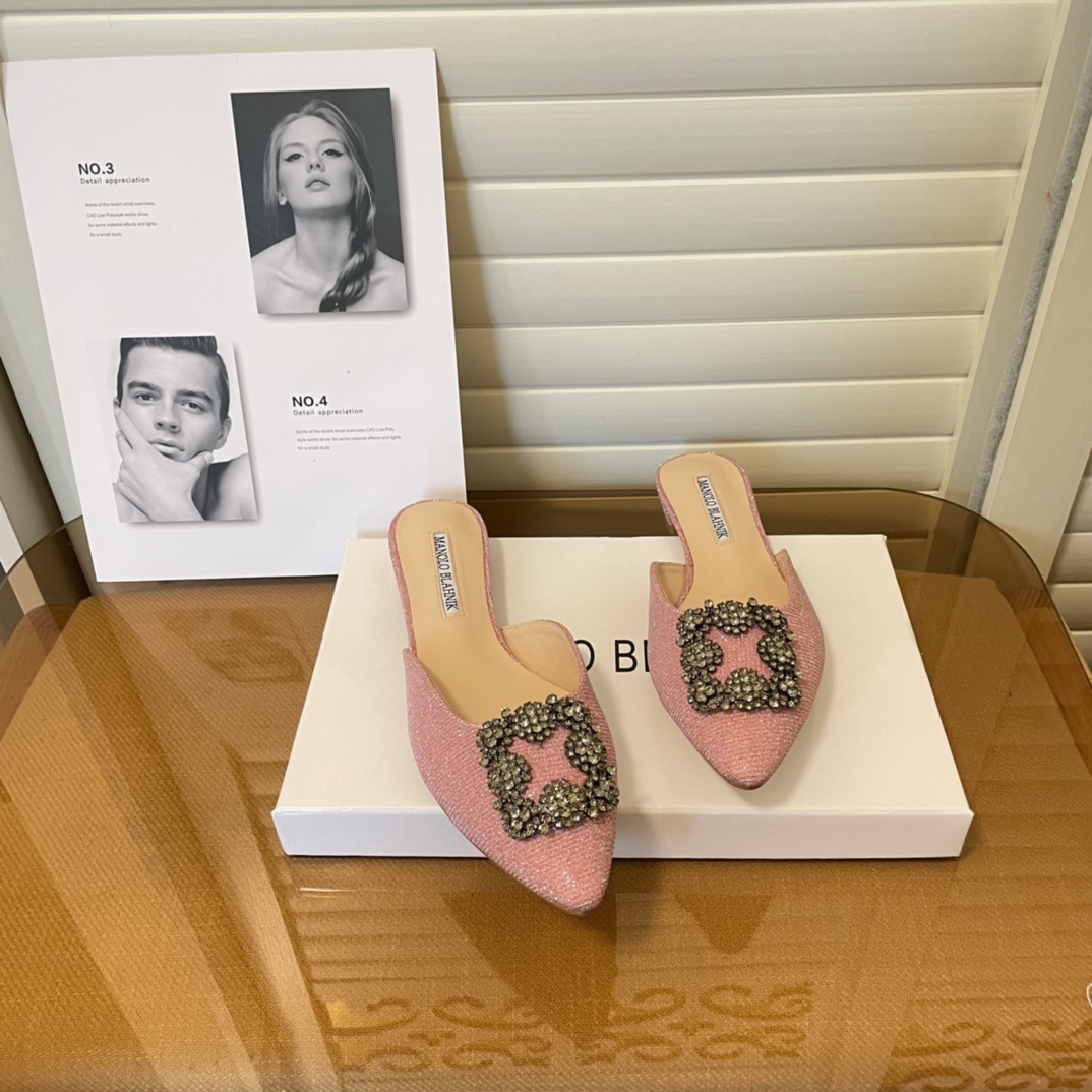 Manolo Blahnik pointed toe flat slippers-Luxeon