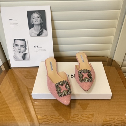 Manolo Blahnik pointed toe flat slippers-Luxeon