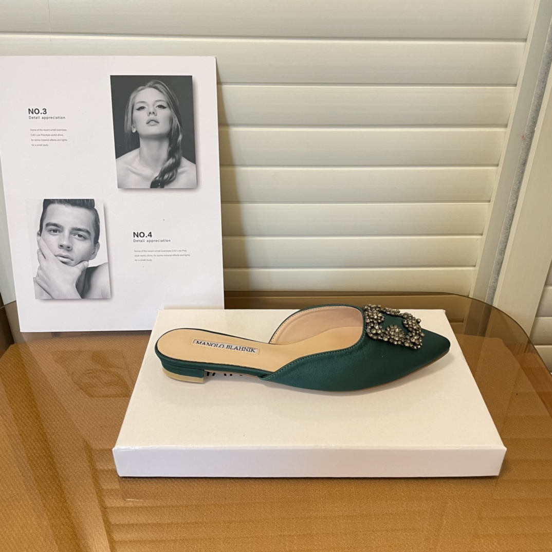 Manolo Blahnik pointed toe flat slippers-Luxeon