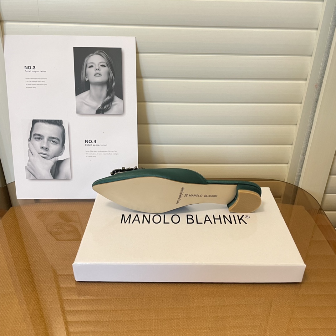 Manolo Blahnik pointed toe flat slippers-Luxeon