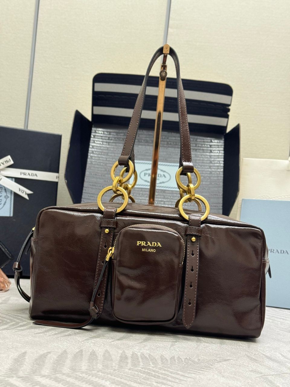 Oiled leather handbag30*13.4*14cm