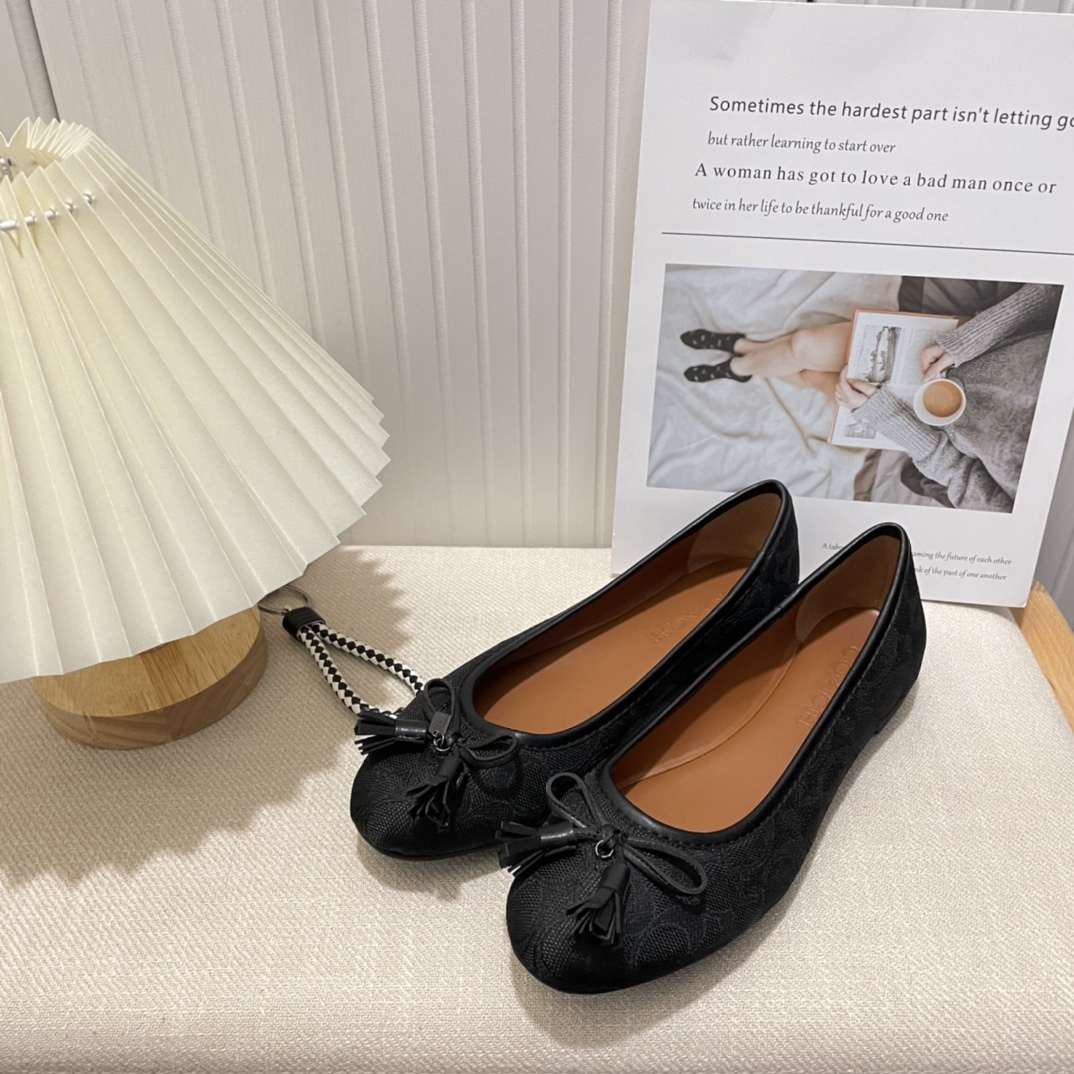 Coach new women bow-knot loafers flats-Luxeon