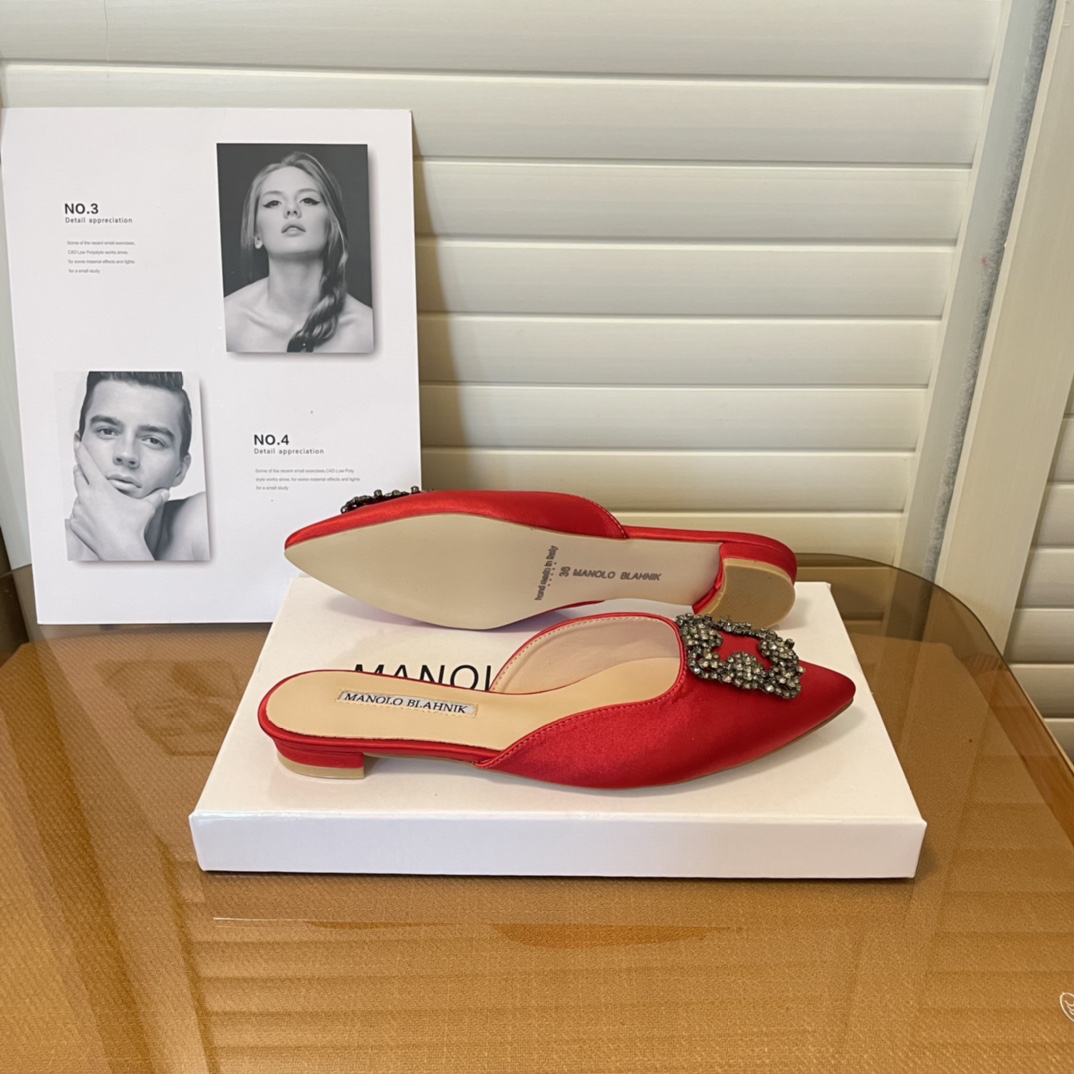 Manolo Blahnik pointed toe flat slippers-Luxeon