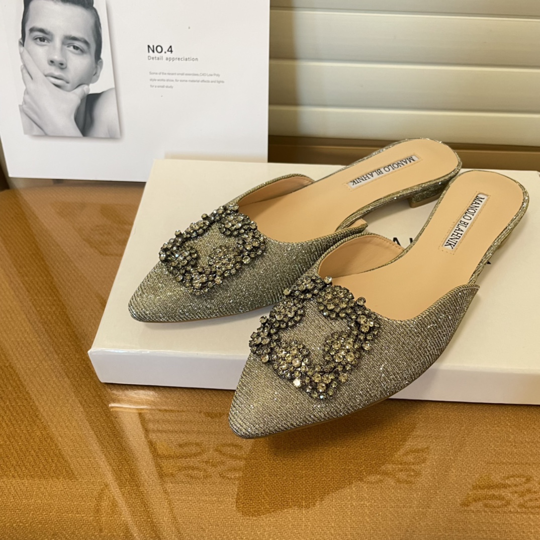 Manolo Blahnik pointed toe flat slippers-Luxeon