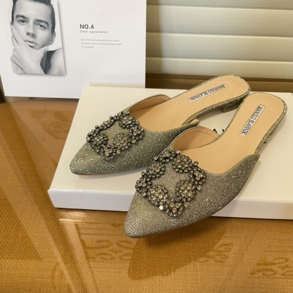 Manolo Blahnik pointed toe flat slippers-Luxeon