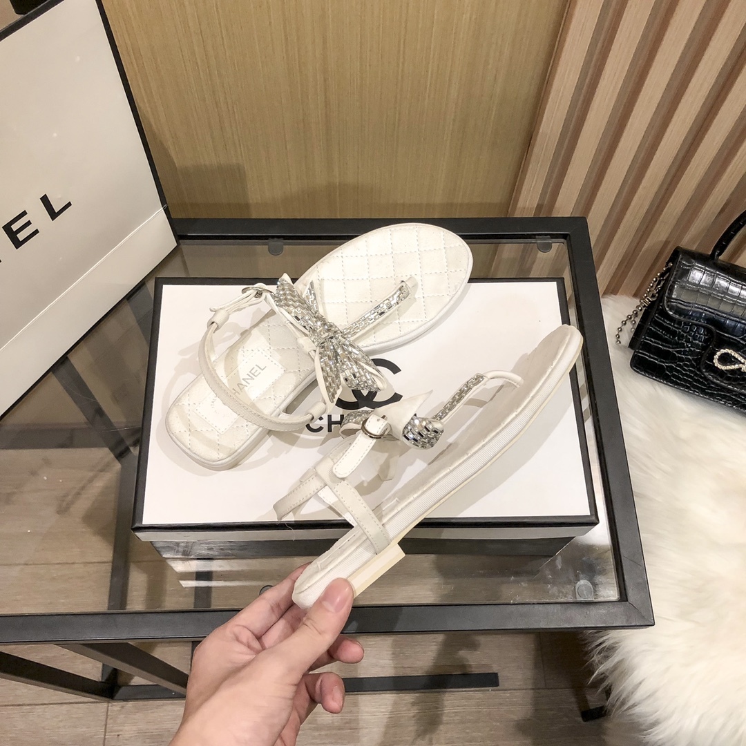 C style New Flat Floral Diamond Sexy Sandals-Luxeon