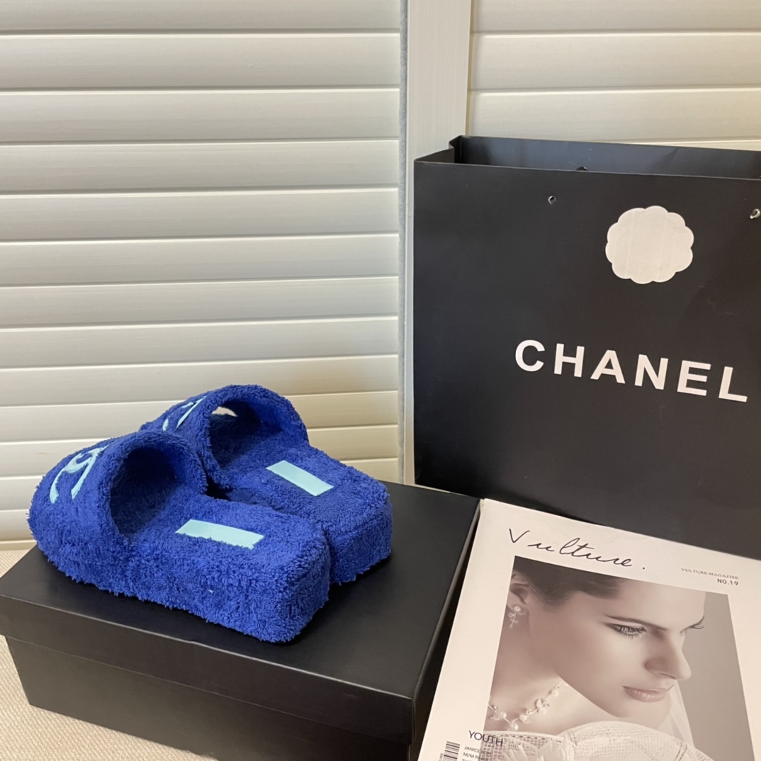 C style double-c terry wool slippers-Luxeon