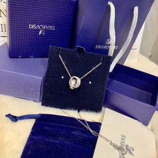 Swarovski Pure Crystal Double Ring Swan Necklace-Luxeon