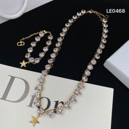 D style Fashion Rhinestone Necklace Set-Luxeon