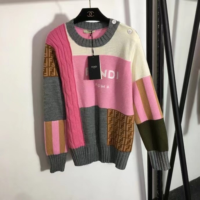 F style patchwork jumper +  elastic waist casual pants-Luxeon