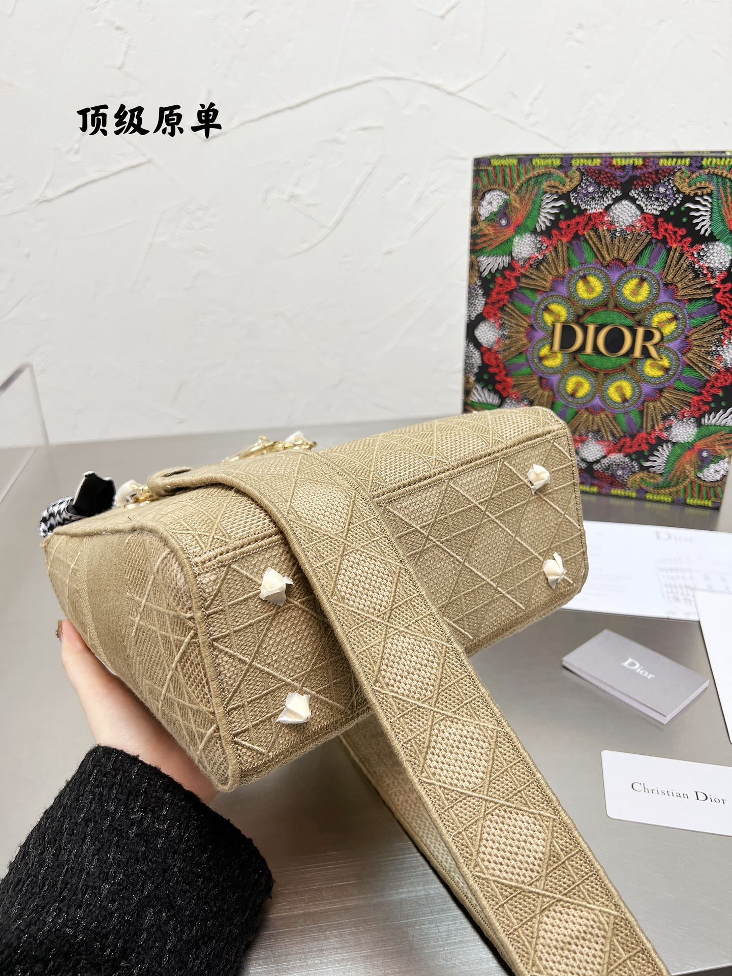 D style Diana handbags top quality embroidered-Luxeon