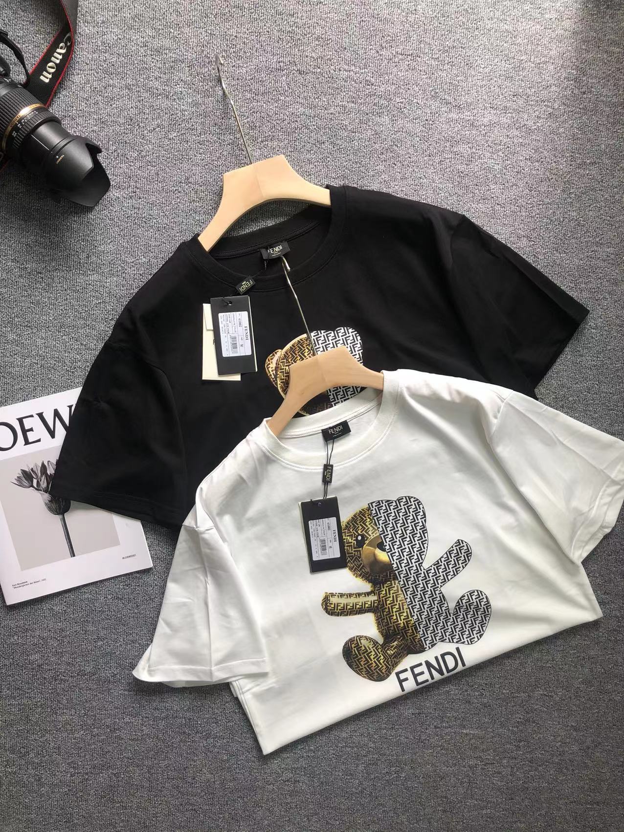 【  Best quality  】F style classic logo Bear printed short sleeve T-shirt men women unisex-Luxeon