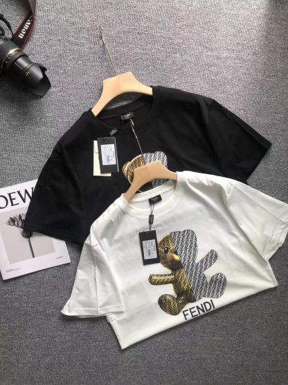 【  Best quality  】F style classic logo Bear printed short sleeve T-shirt men women unisex-Luxeon