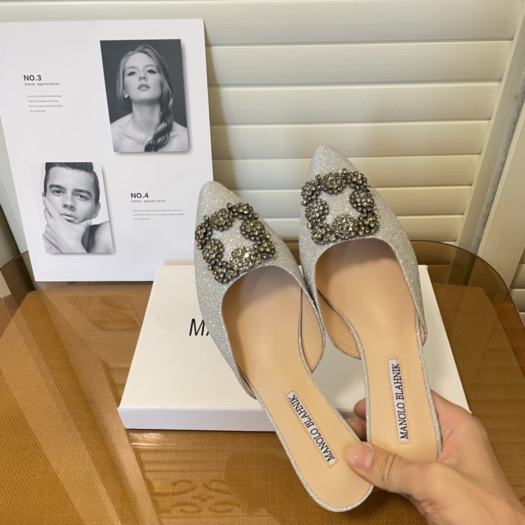 Manolo Blahnik pointed toe flat slippers-Luxeon