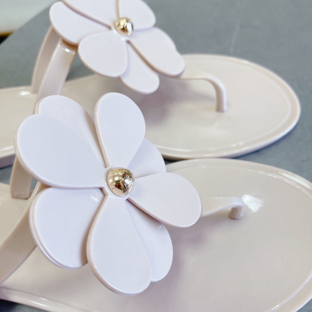 Tory Burch PVC summer new flower decoration slippers flop flips-Luxeon