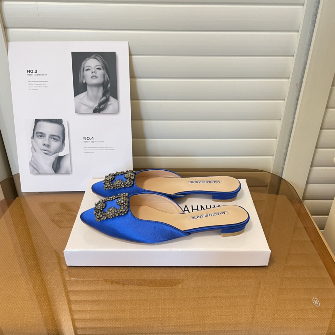 Manolo Blahnik pointed toe flat slippers-Luxeon