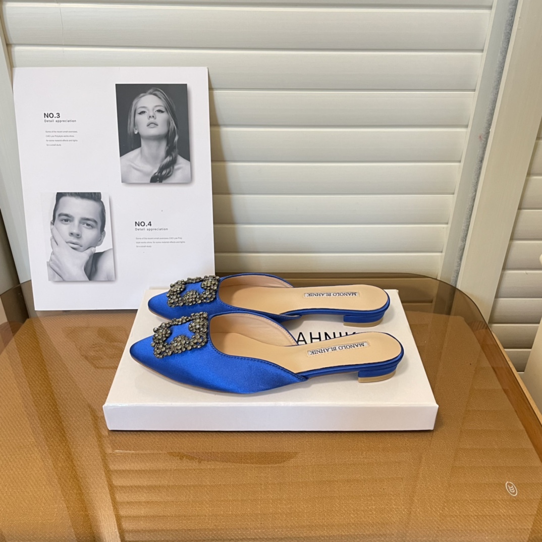 Manolo Blahnik pointed toe flat slippers-Luxeon