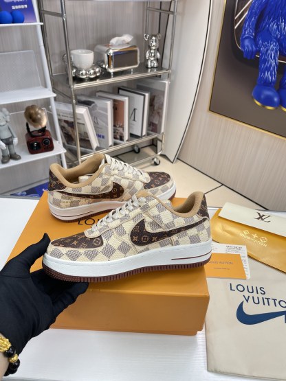 . x . Air Force 1"07 L style8 Low"Damier Azur/Brown/L style Monogram co-brand sneakers-Luxeon