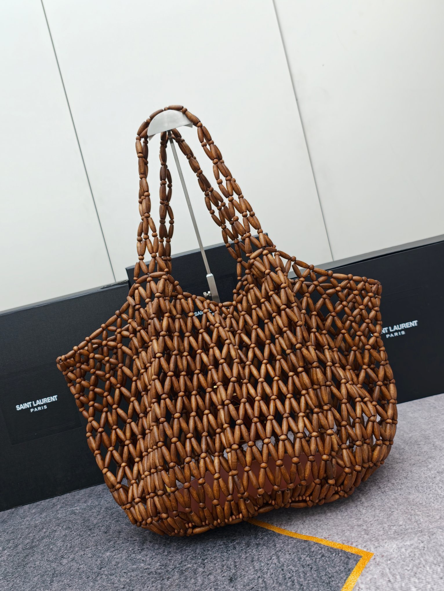 Beaded woven tote bag